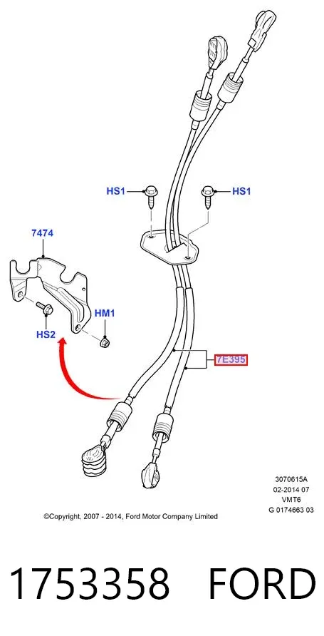 Cables de caja de cambios 1753358 Ford