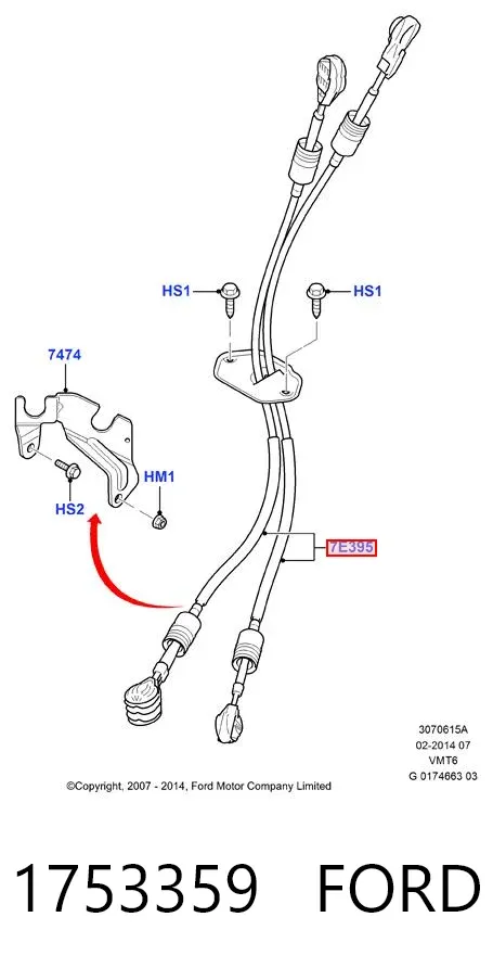 Cables de caja de cambios 1753359 Ford