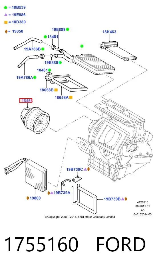 Ventilador habitáculo 1755160 Ford