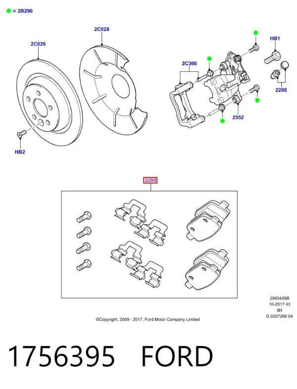 Pastillas de freno traseras 1756395 Ford