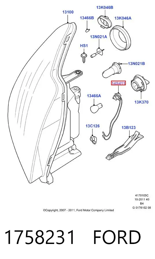 Portalámparas de faro 1758231 Ford