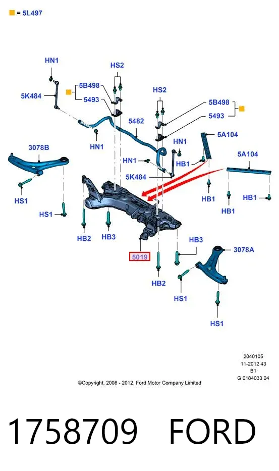 Puente delantero 1758709 Ford