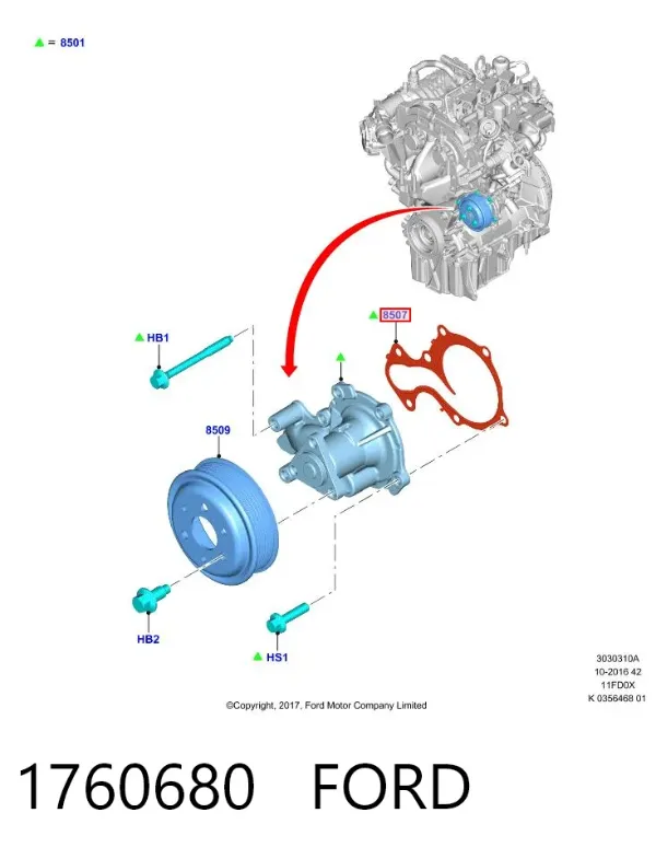 Junta de bomba de agua Ford Focus III