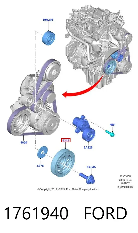 Polea de cigüeñal 1761940 Ford