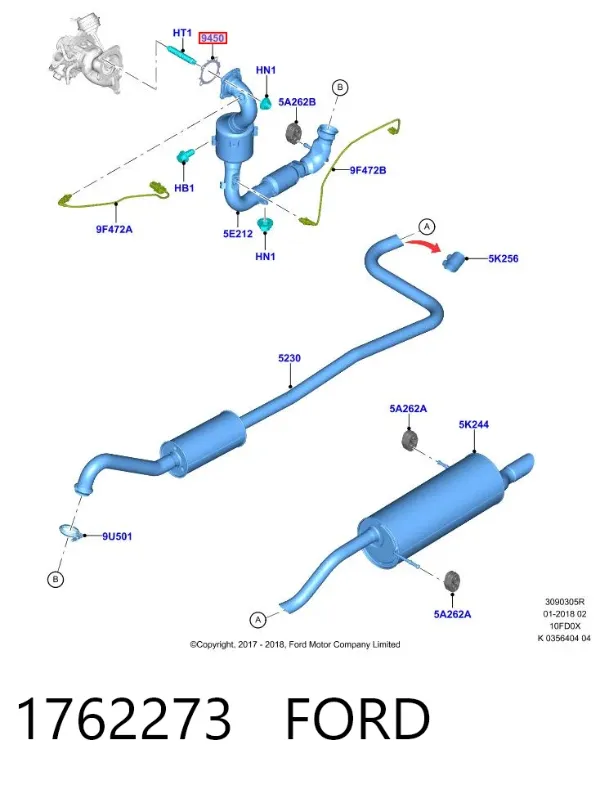 Junta de turbina de escape 1762273 Ford