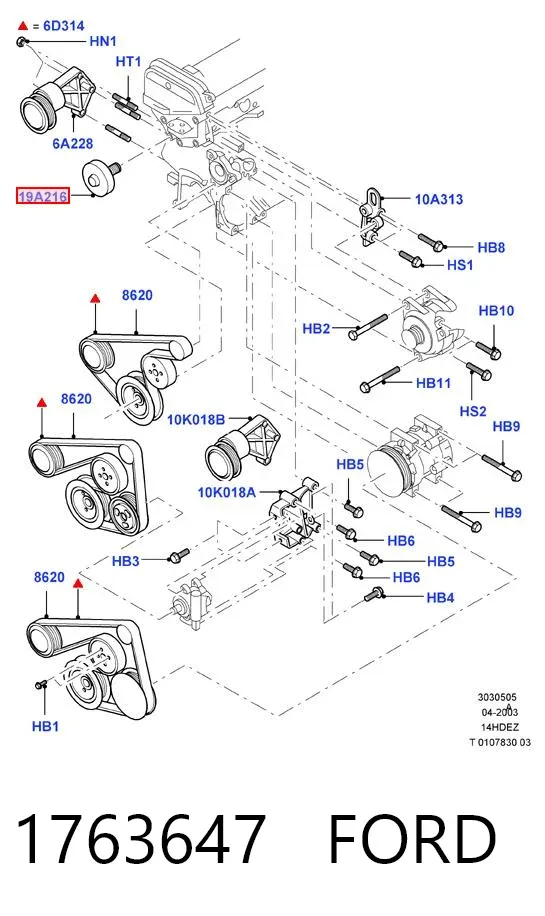 Polea inversión / guía, correa poli V 1763647 Ford