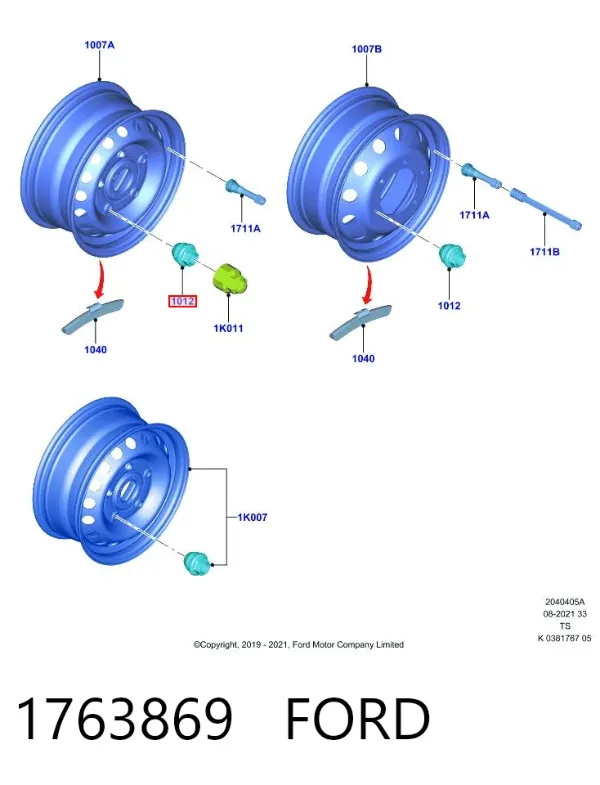 Tuercas de rueda 1763869 Ford