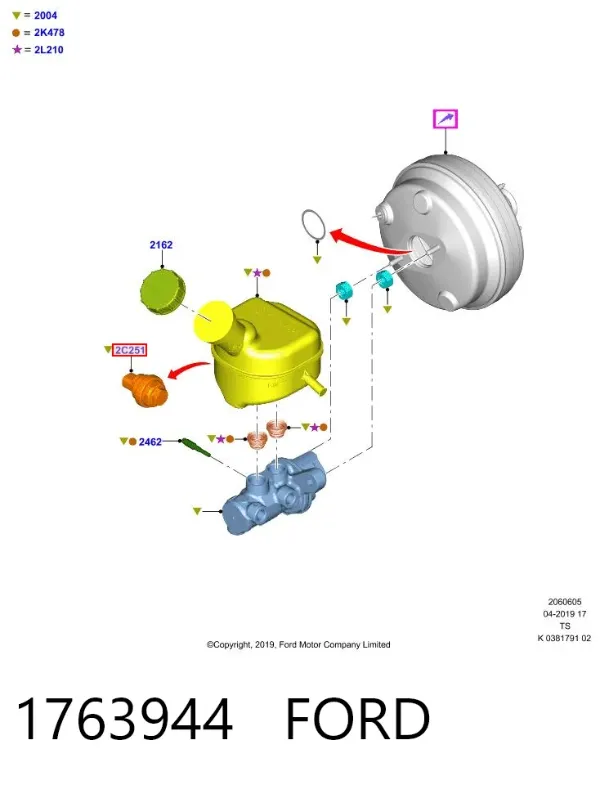 Sensor de presión de líquido de frenos 1763944 Ford
