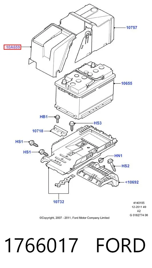 Tapa de la batería 1766017 Ford