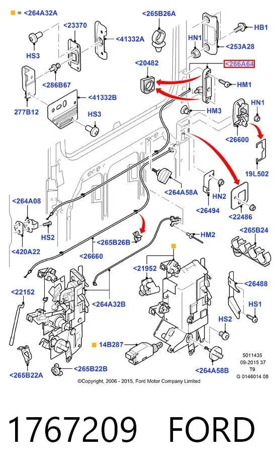 Manija interior derecha de puerta corrediza 1767209 Ford
