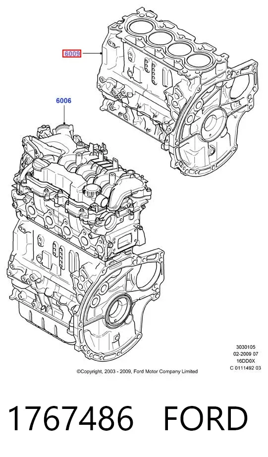 Bloque de cilindros del motor 1767486 Ford