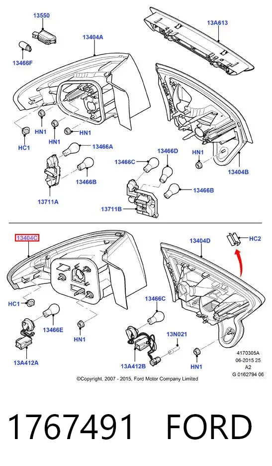 Piloto trasero exterior derecho 1767491 Ford