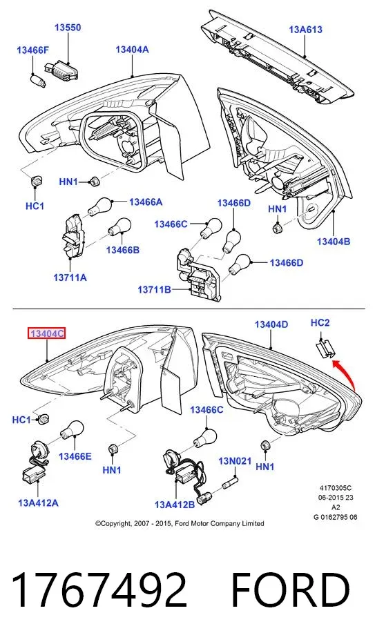 Piloto trasero exterior derecho 1767492 Ford