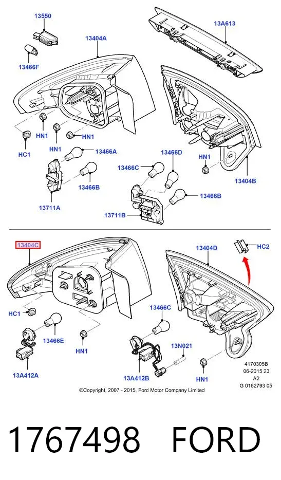 Piloto trasero exterior izquierdo 1767498 Ford