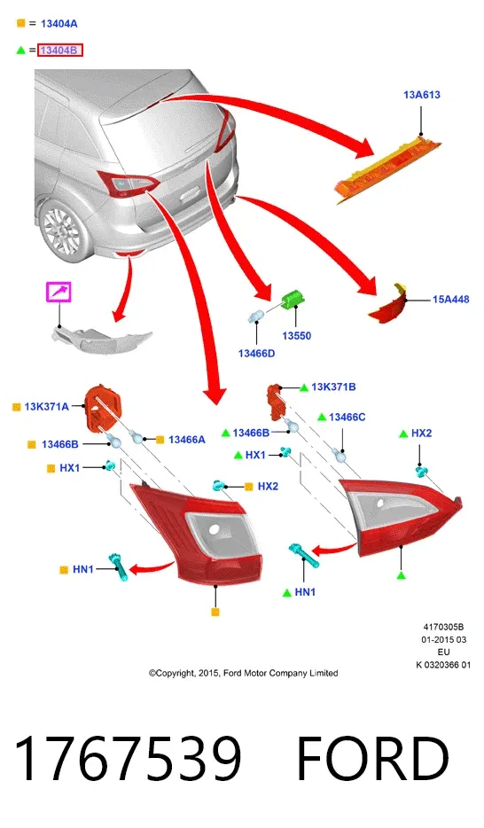 Piloto trasero interior izquierdo 1767539 Ford