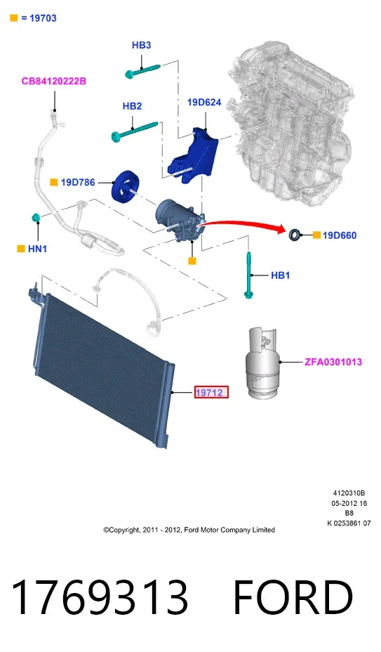 Condensador aire acondicionado 1769313 Ford