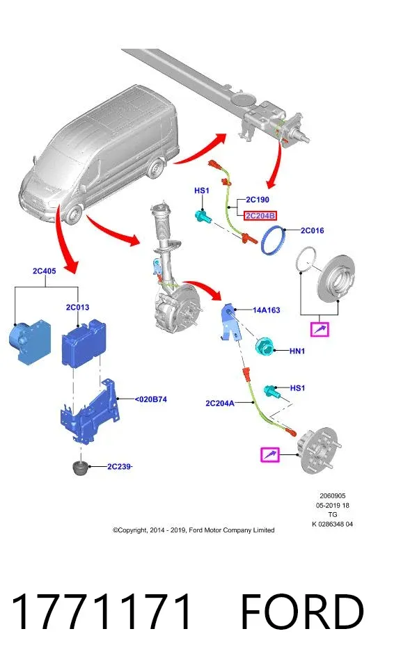 Sensor ABS trasero 1771171 Ford