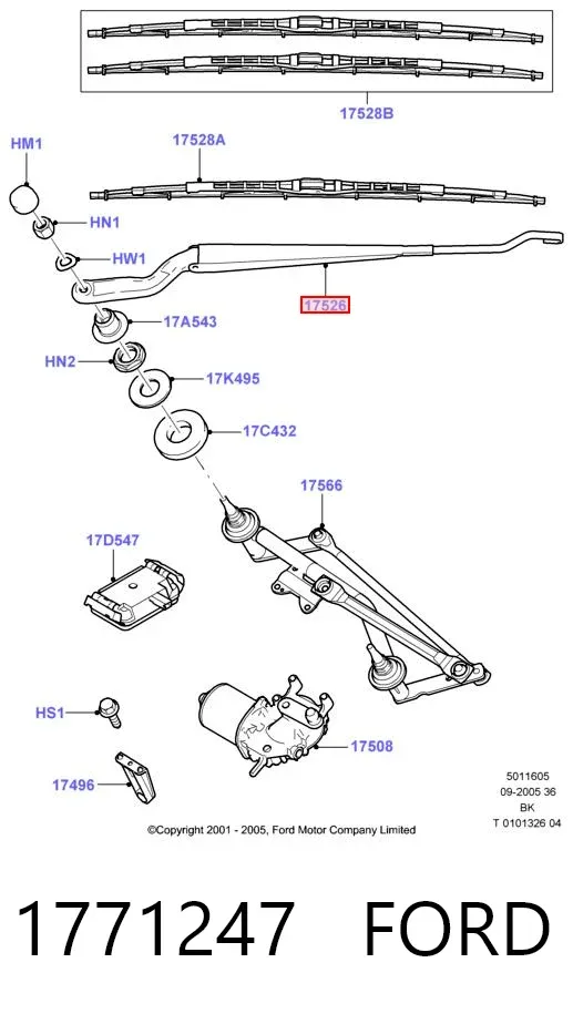 Brazo del limpiaparabrisas 1771247 Ford