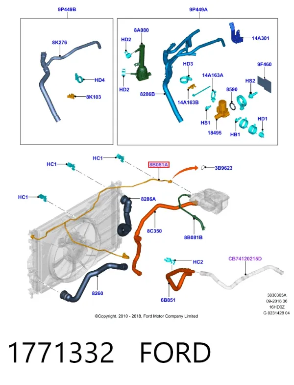 Manguera radiador 1771332 Ford