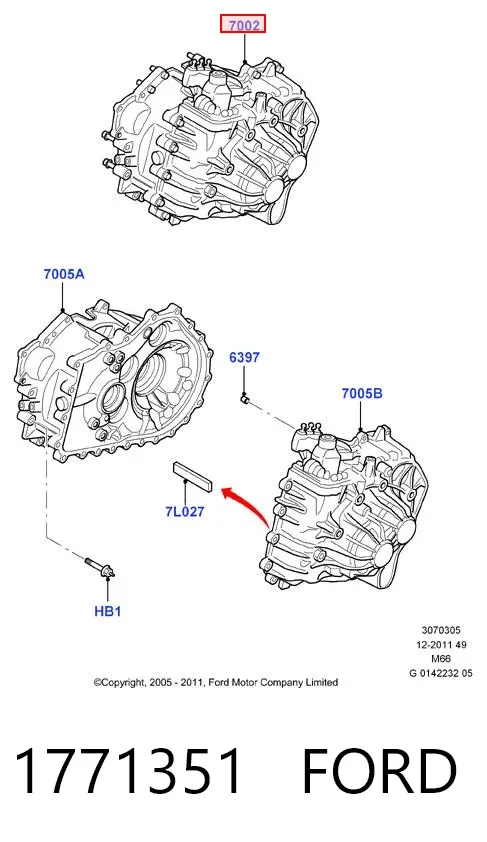 Caja de cambios 1771351 Ford