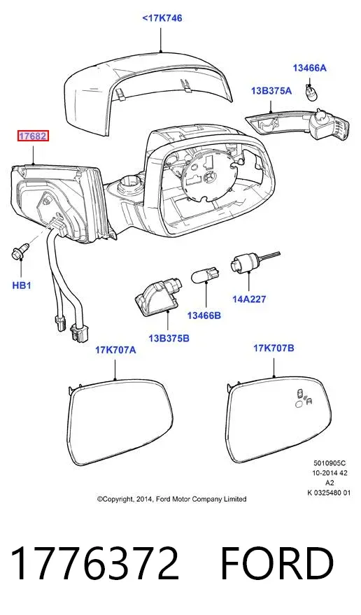 Espejo de retrovisor izquierdo 1776372 Ford