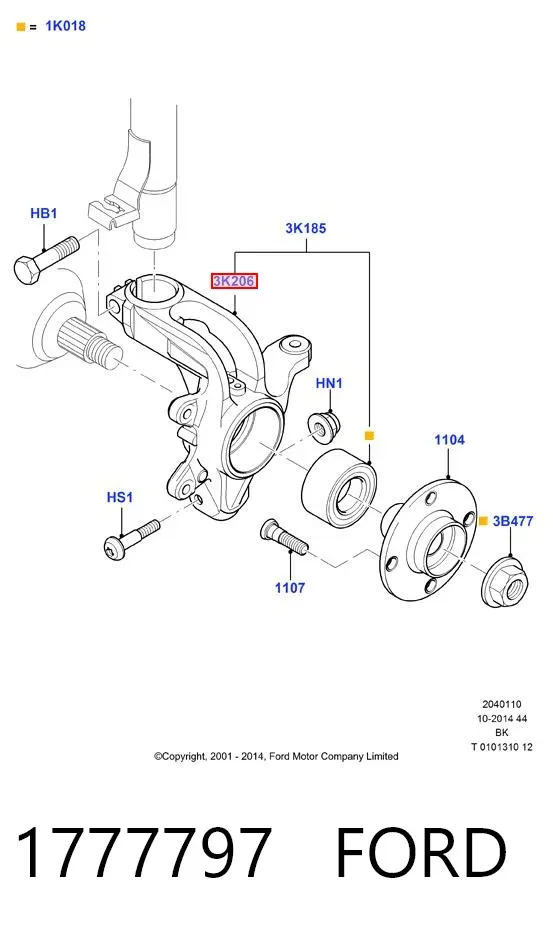 Mangueta delantera izquierda 1777797 Ford