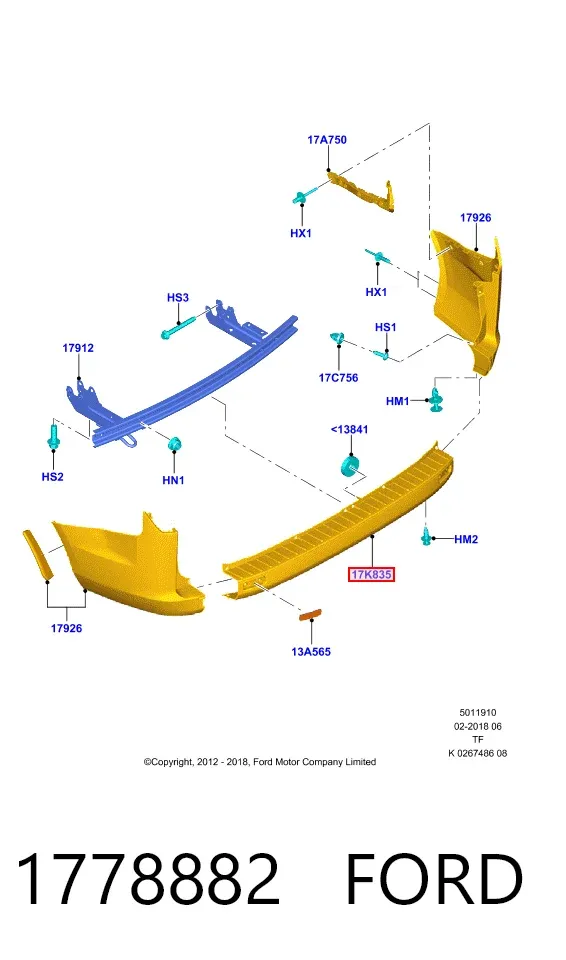 Parachoques trasero, parte central 1778882 Ford