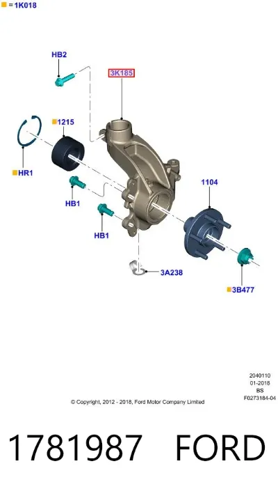Mangueta delantera izquierda FORD 1781987