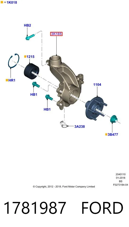 Mangueta delantera izquierda 1781987 Ford