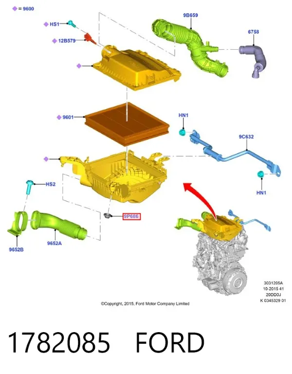 Soporte de la caja del filtro de aire 1782085 Ford