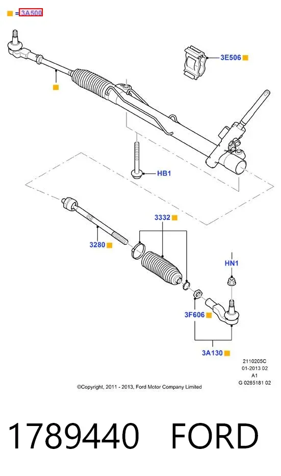 Cremallera de dirección 1789440 Ford