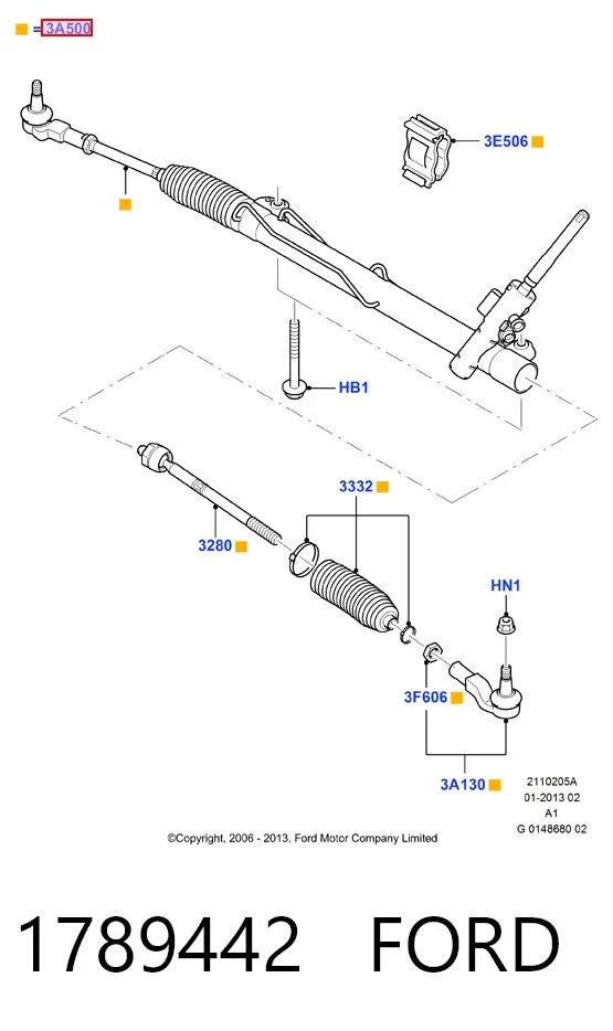 Cremallera de dirección 1789442 Ford