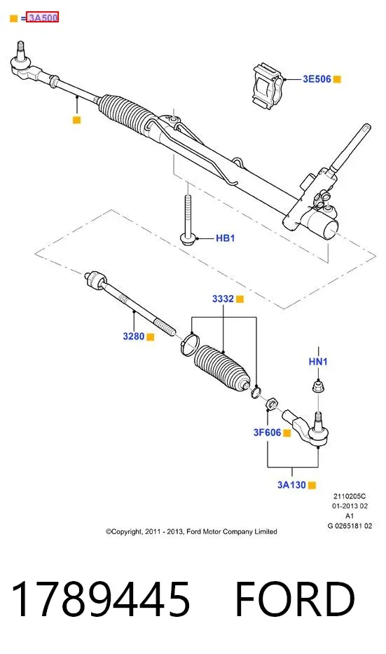 Cremallera de dirección 1789445 Ford