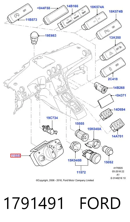 Interruptor de luces en el tablero 1791491 Ford