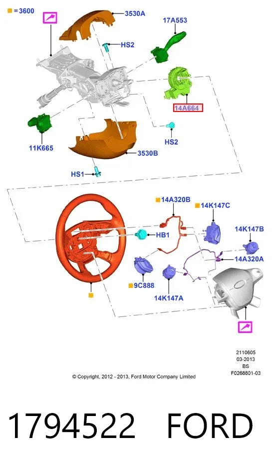 Anillo AIRBAG 1794522 Ford