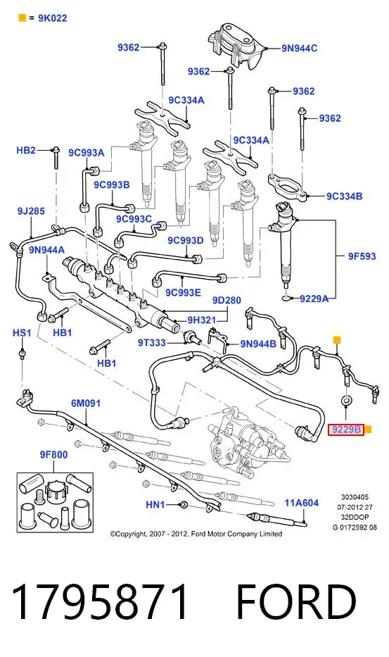 Anillo de sellado del conector de retorno del inyector 1795871 Ford