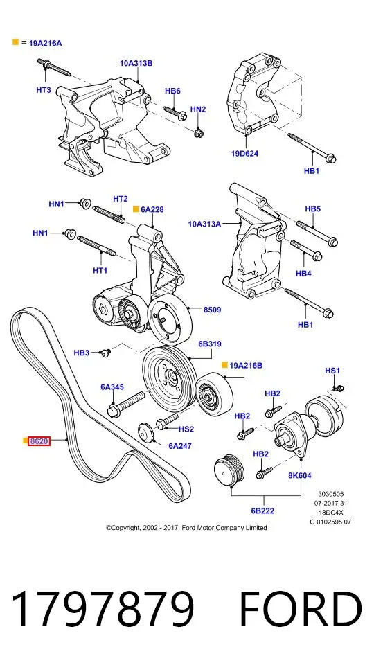 Correa de alternador 1797879 Ford