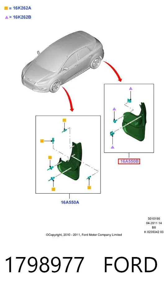 Faldillas guardabarros traseros 1798977 Ford