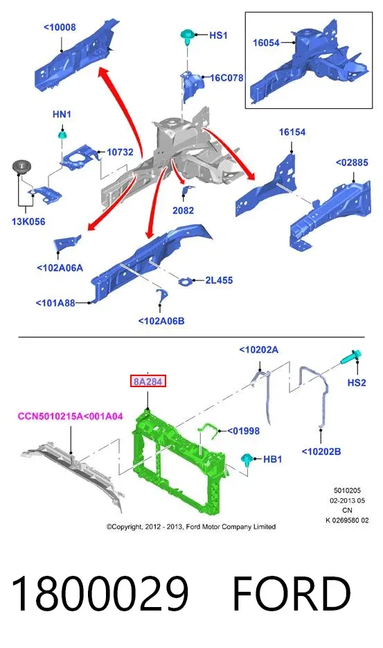 Soporte de radiador 1800029 Ford