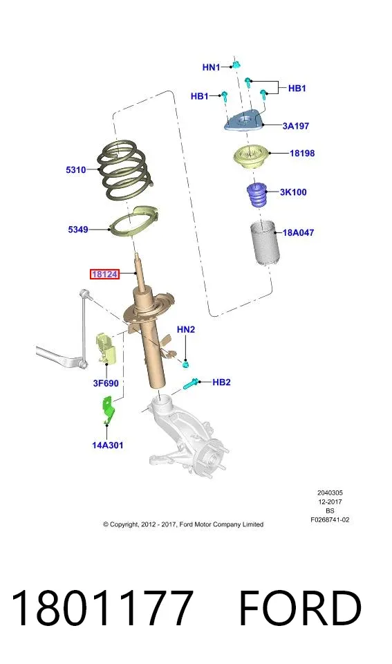 Amortiguador delantero derecho 1801177 Ford
