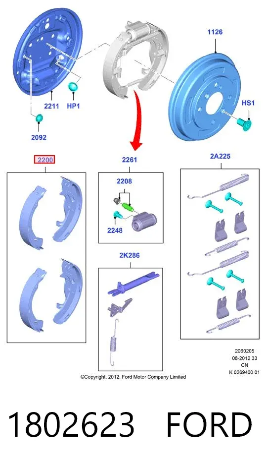 Zapatas de freno 1802623 Ford