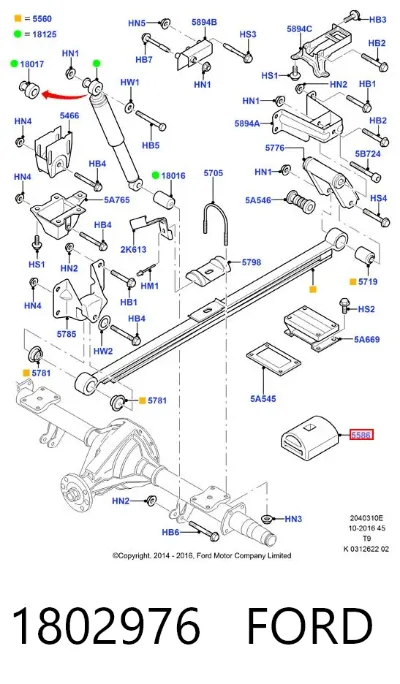 Tope de ballesta trasera FORD 1802976
