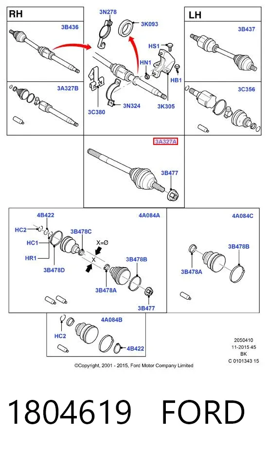 Junta homocinetica 1804619 Ford