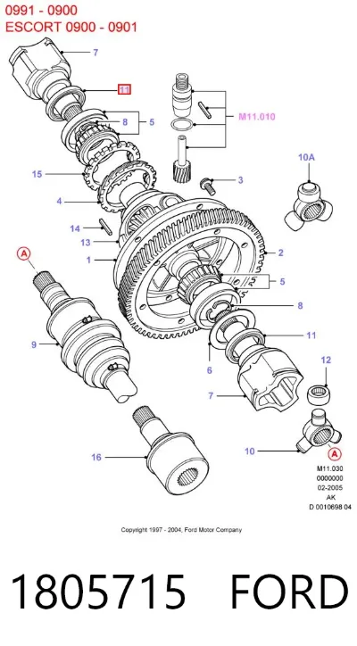 Retén del semieje delantero FORD 1805715