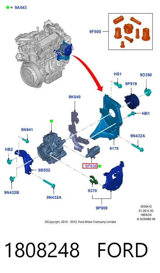 Válvula reguladora de presión del sistema common rail 1808248 Ford