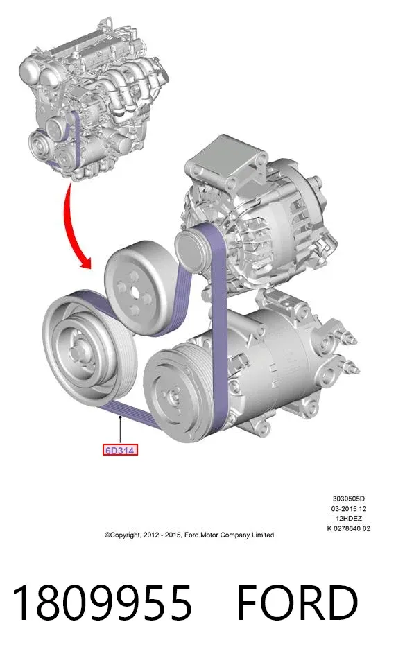 Correa de alternador 1809955 Ford