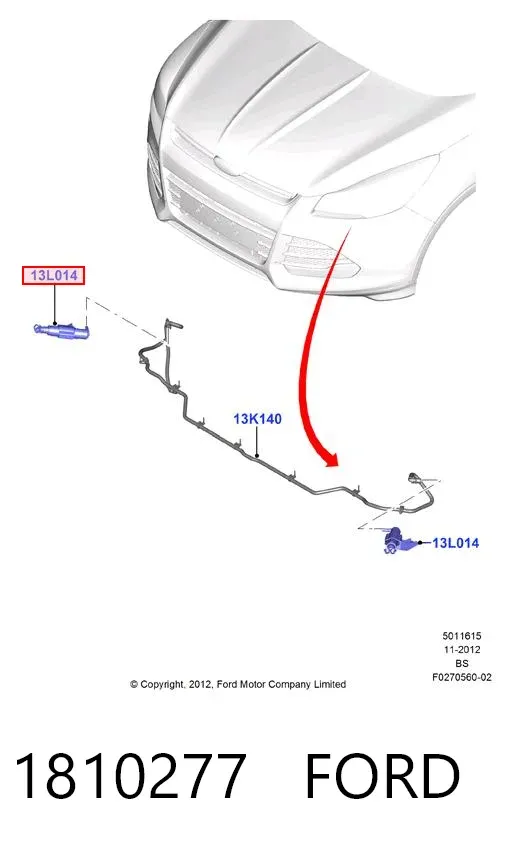 Tobera del lavador de faro delantero derecho 1810277 Ford
