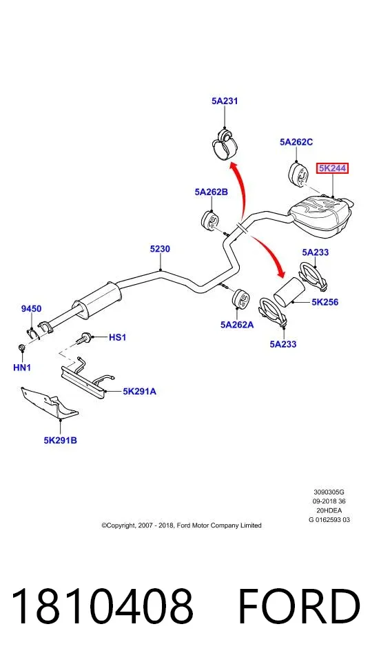 Silenciador trasero 1810408 Ford