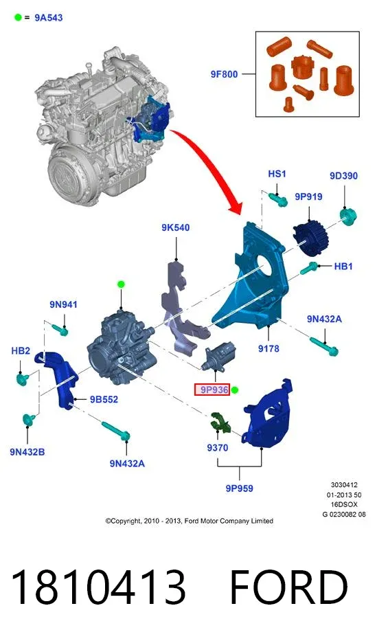 Válvula reguladora de presión del sistema common rail 1810413 Ford