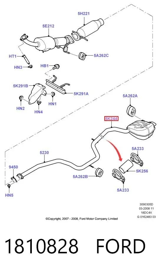 Silenciador trasero 1810828 Ford